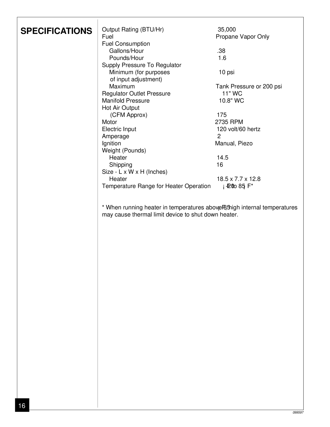 Homelite HP35 owner manual Specifications 