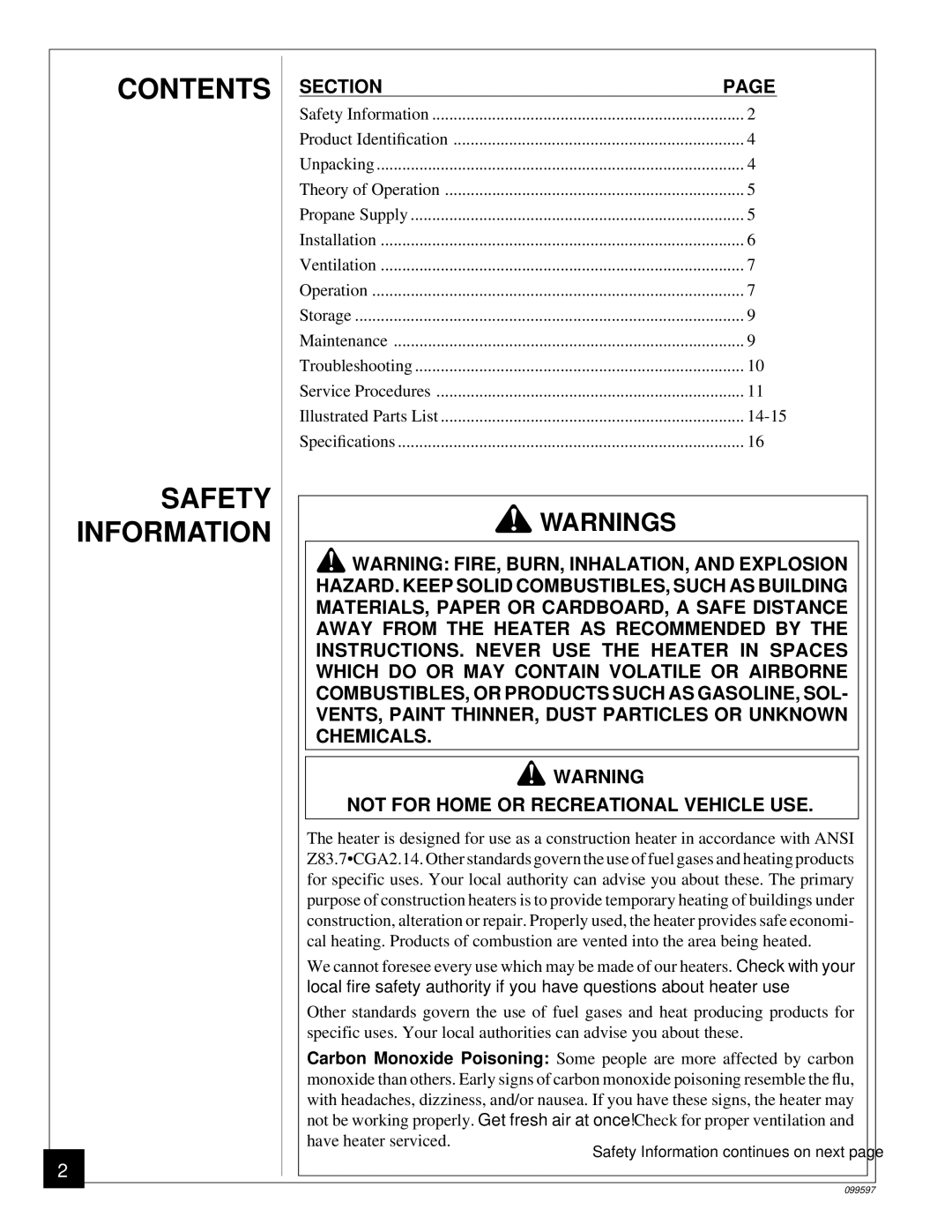 Homelite HP35 owner manual Contents Safety Information 