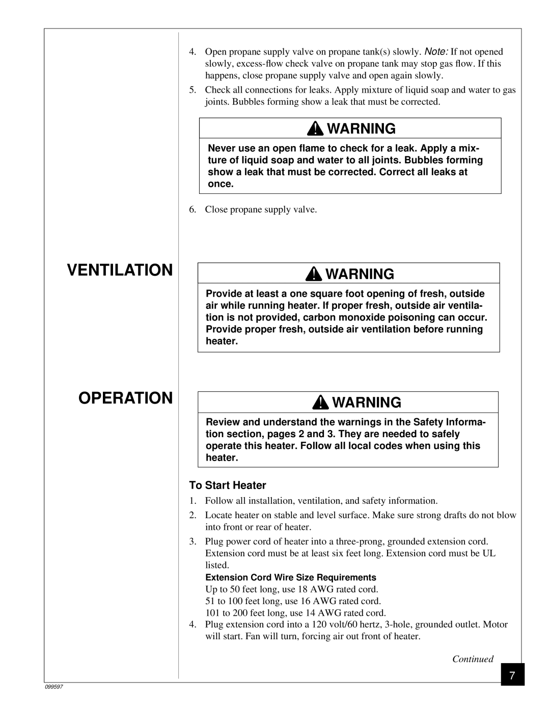 Homelite HP35 owner manual Ventilation Operation, To Start Heater 