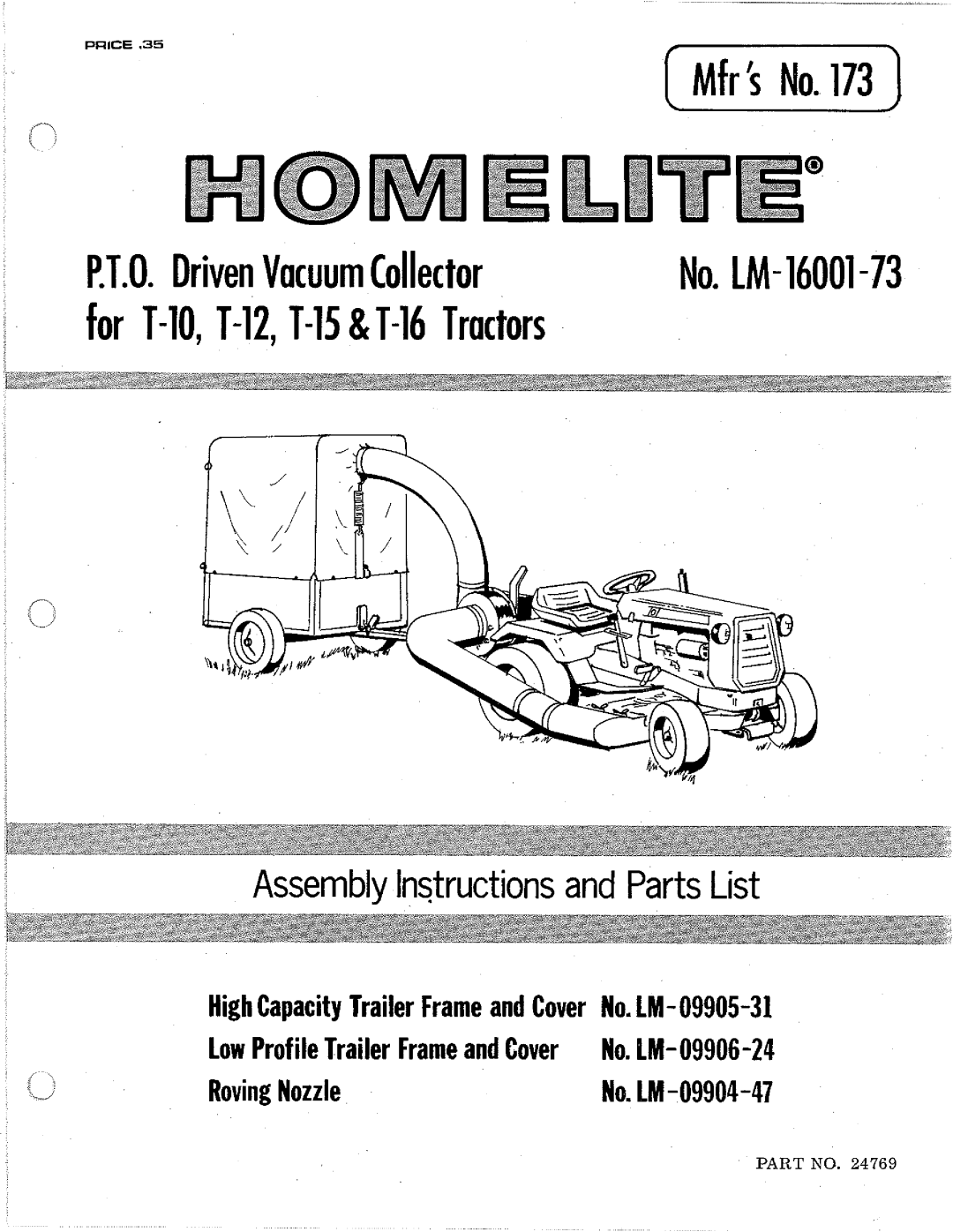 Homelite LM-09906-24, LM-09904-47, LM-09905-31, LM-16001-73 manual 