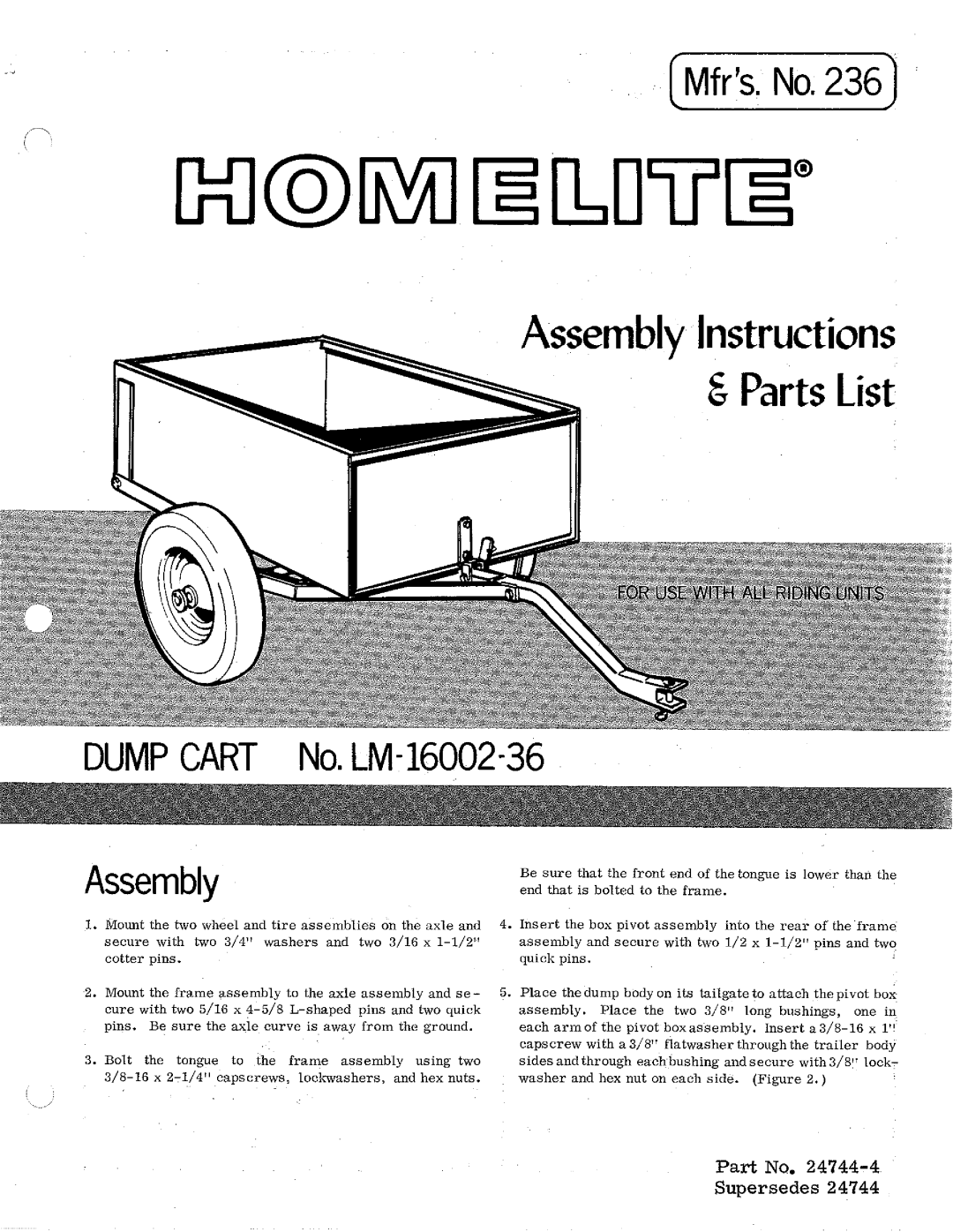 Homelite LM-16002-36 manual 