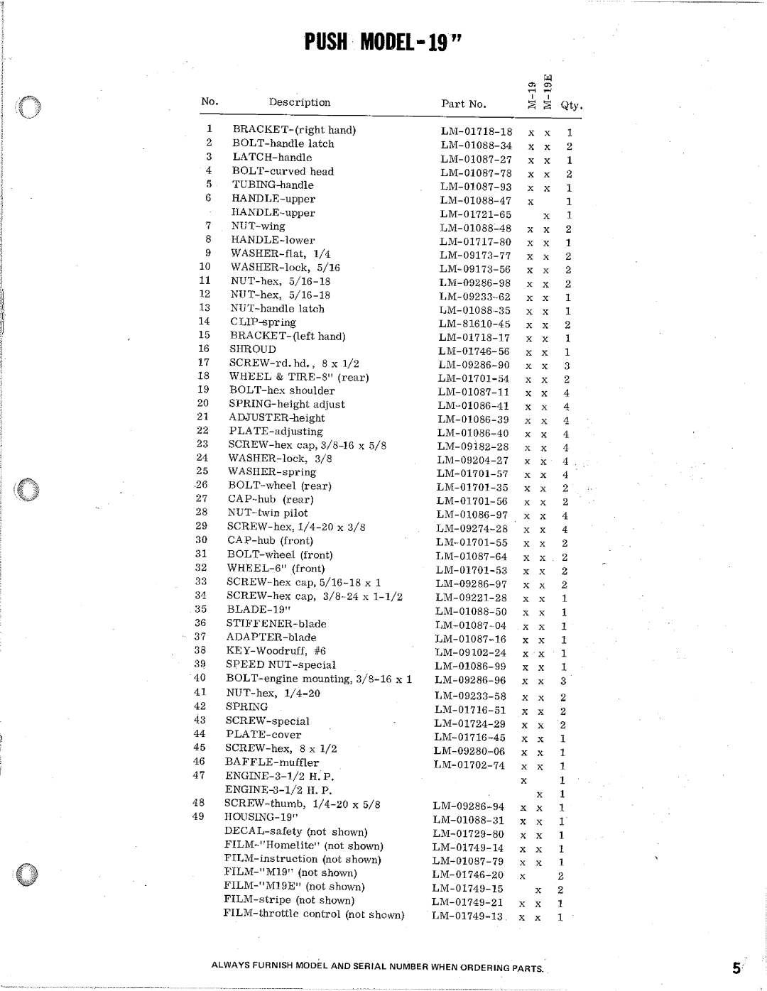 Homelite M-19E manual 