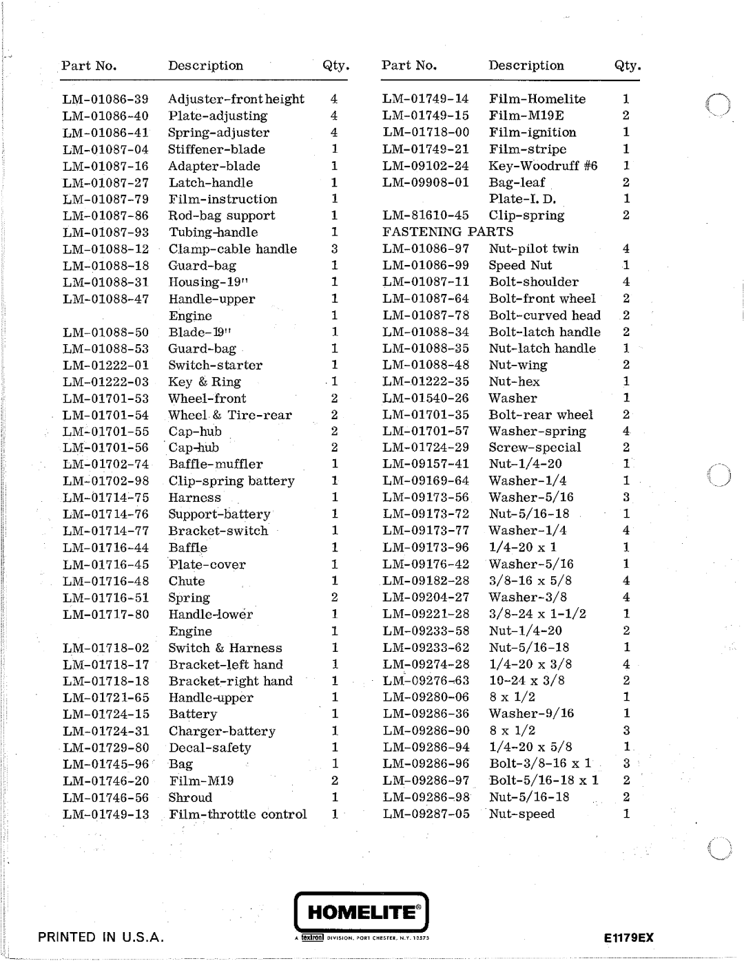 Homelite M-19E manual 