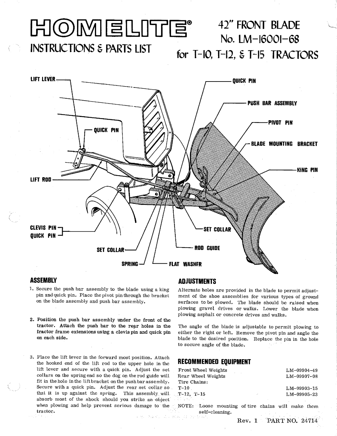 Homelite T-12, T-10, T-15 manual 