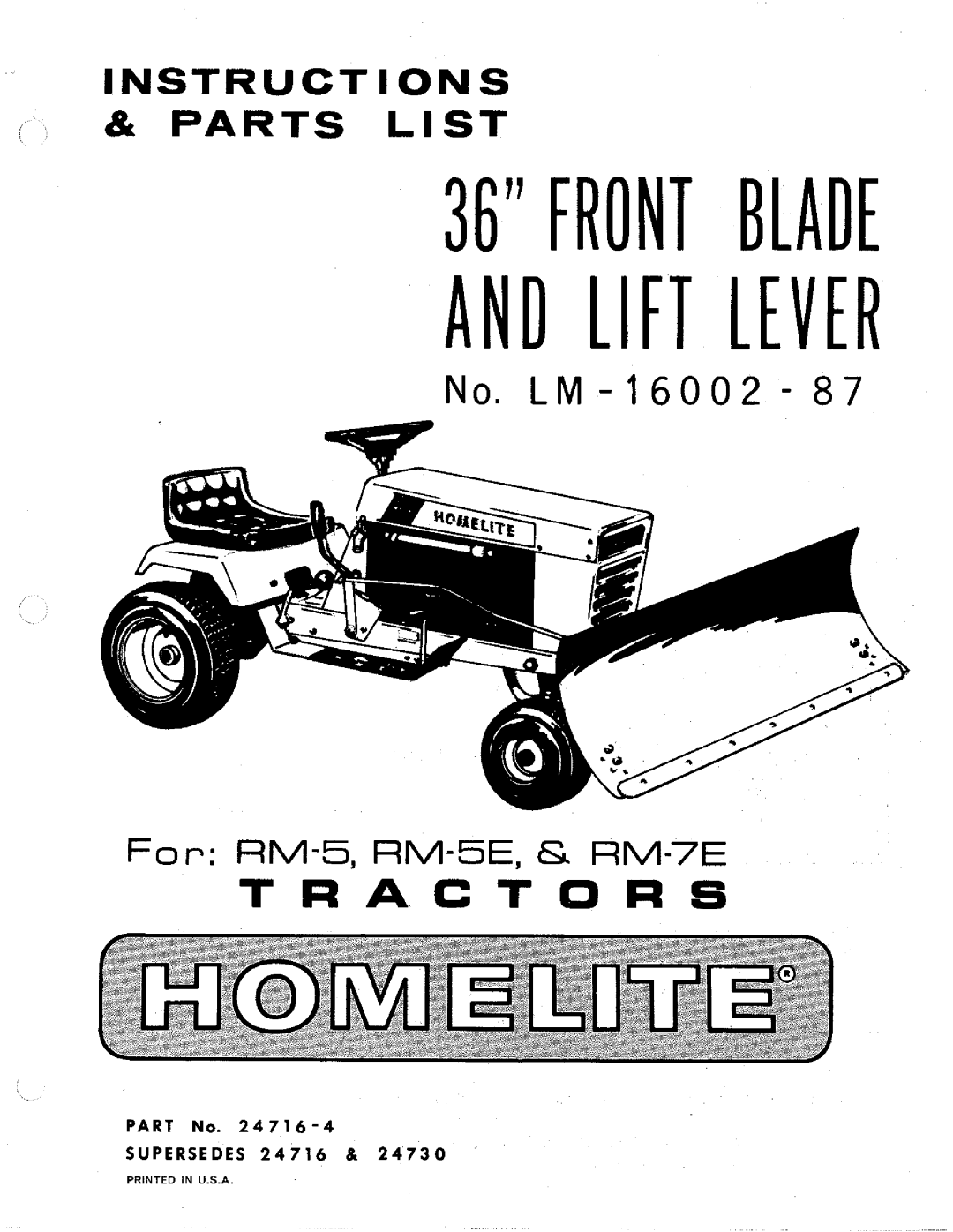 Homelite Tractors manual 