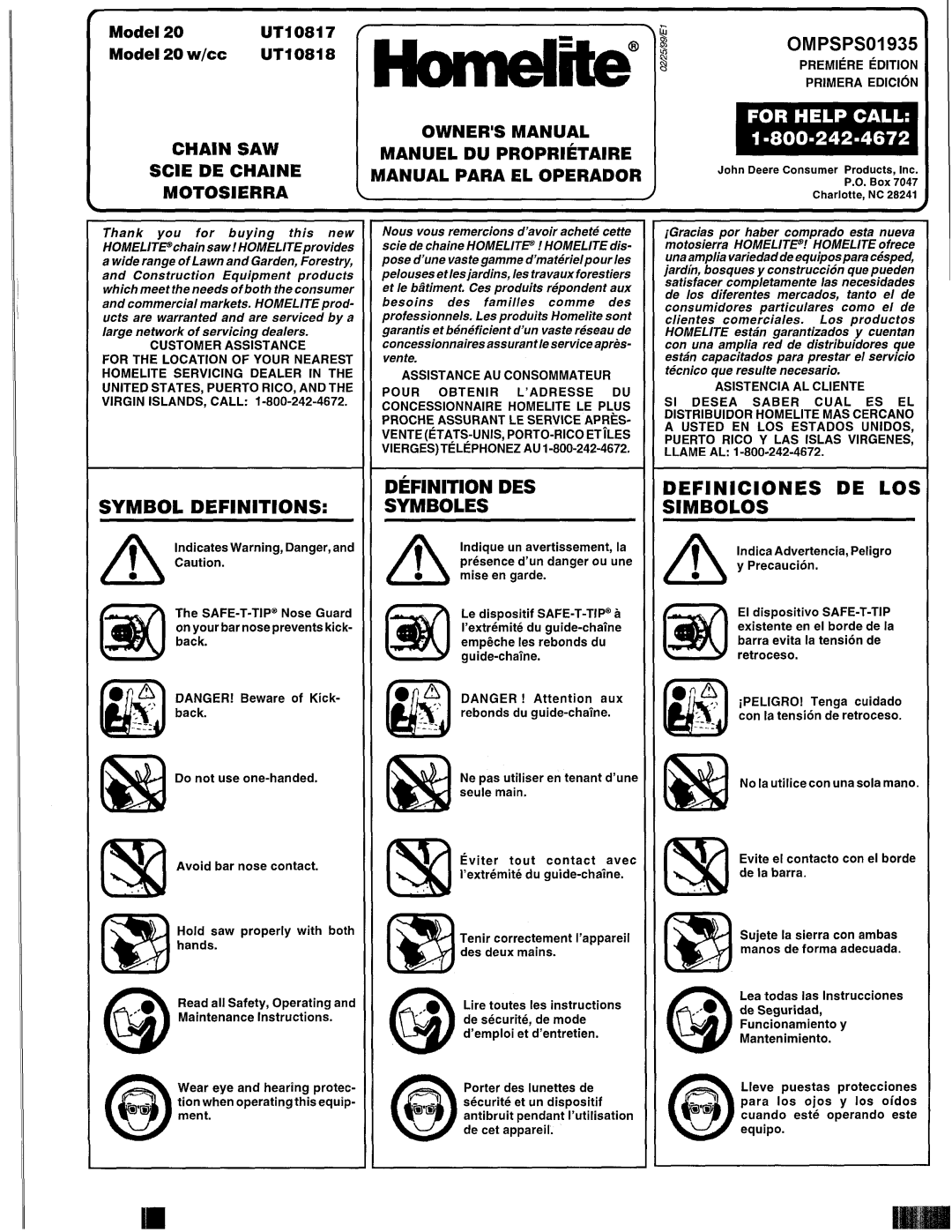 Homelite UH10817, UH10818 manual 