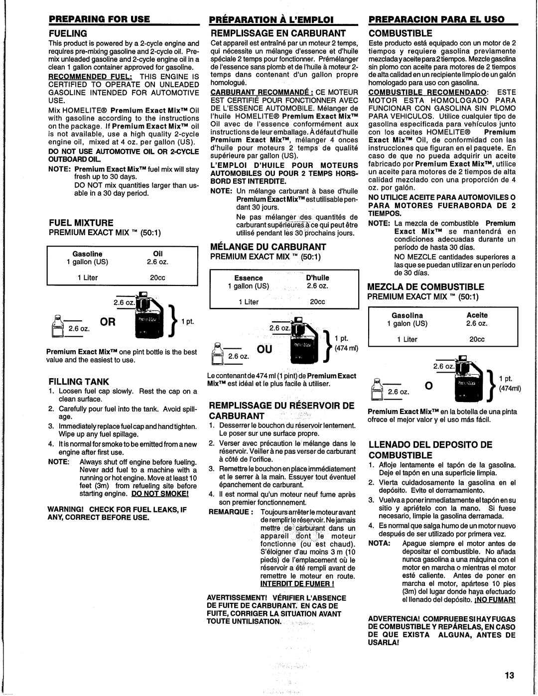 Homelite UH10817, UH10818 manual 