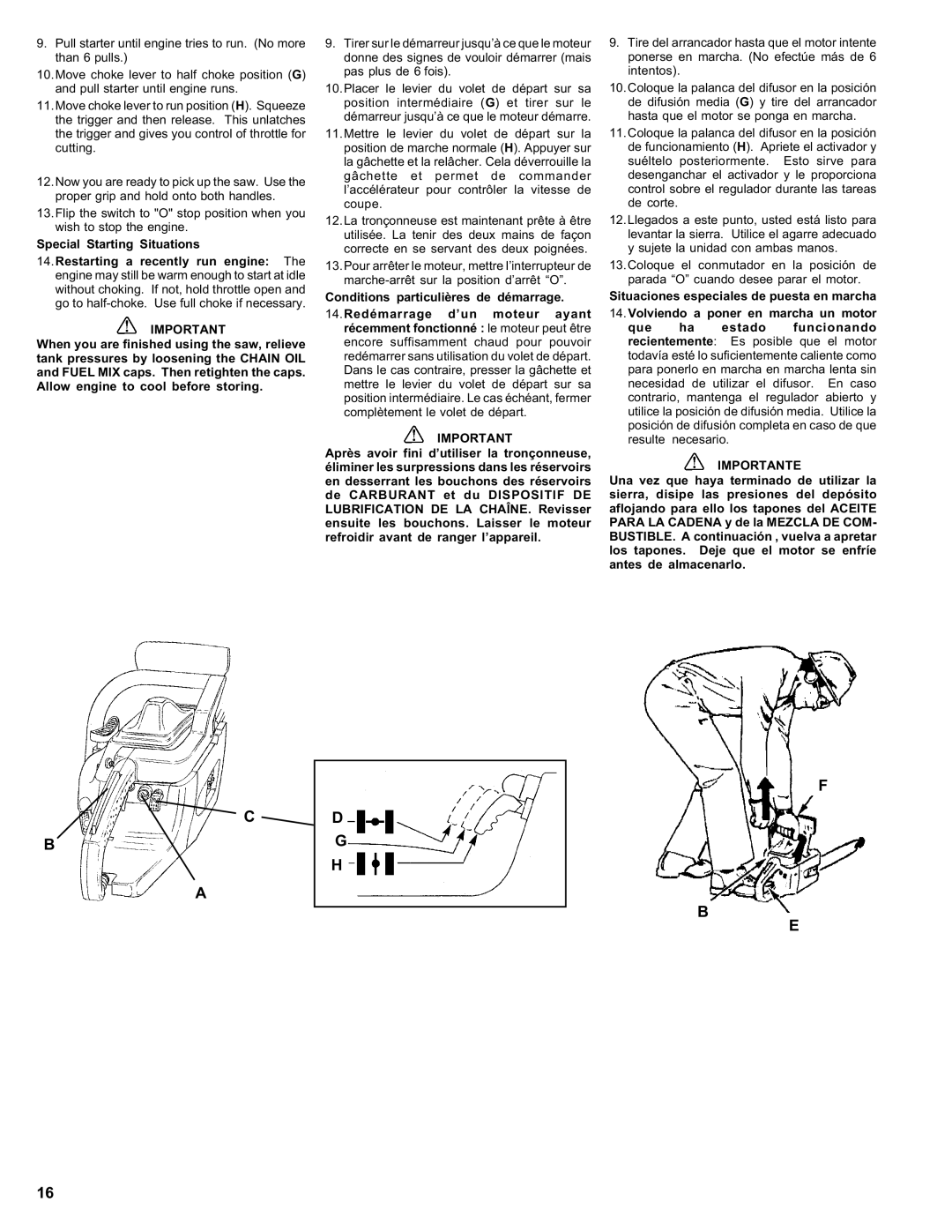 Homelite ut 10910 manual Importante 