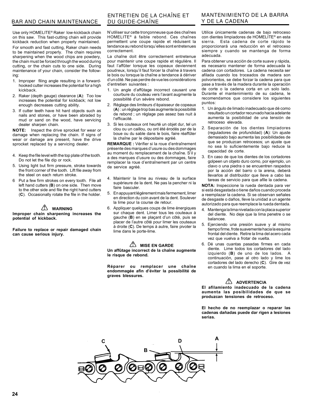 Homelite ut 10910 manual Advertencia 