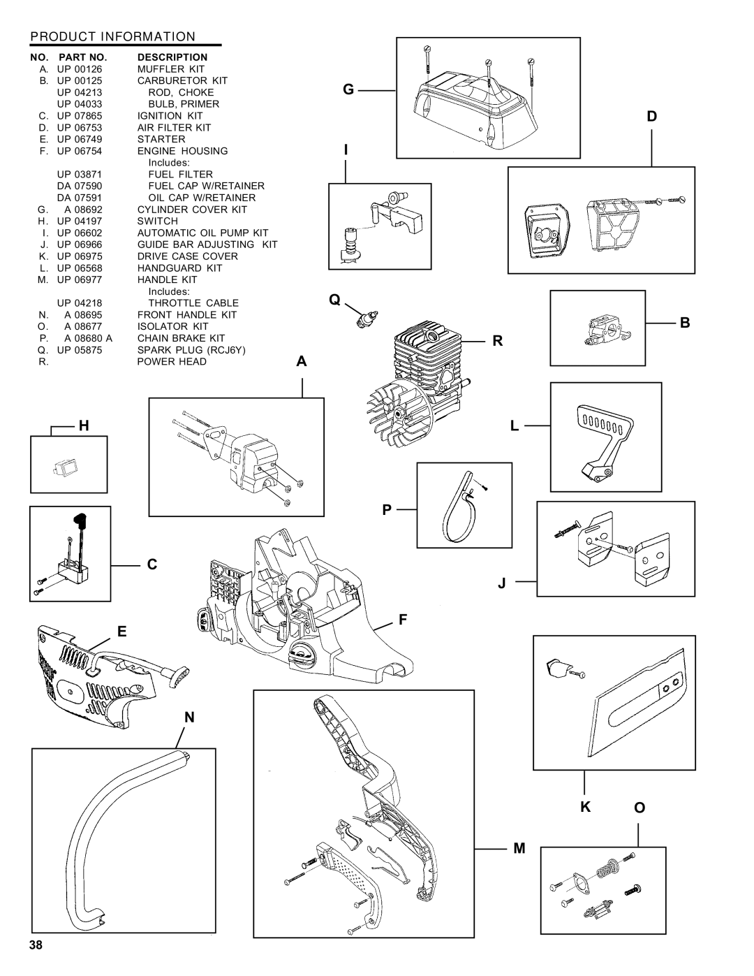 Homelite ut 10910 manual Product Information, Fuel Filter, Fuel CAP W/RETAINER, Oil Cap W/Retainer, Throttle Cable 