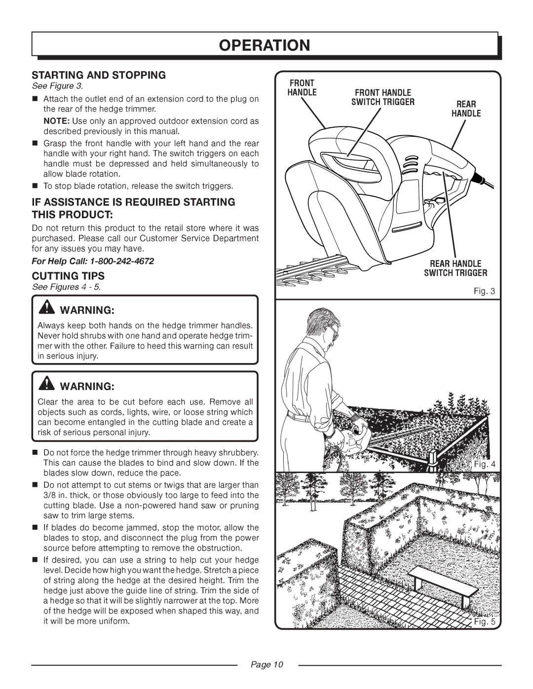 Homelite UT 44100 manual Starting and Stopping, If assistance is required Starting this product, Cutting Tips 