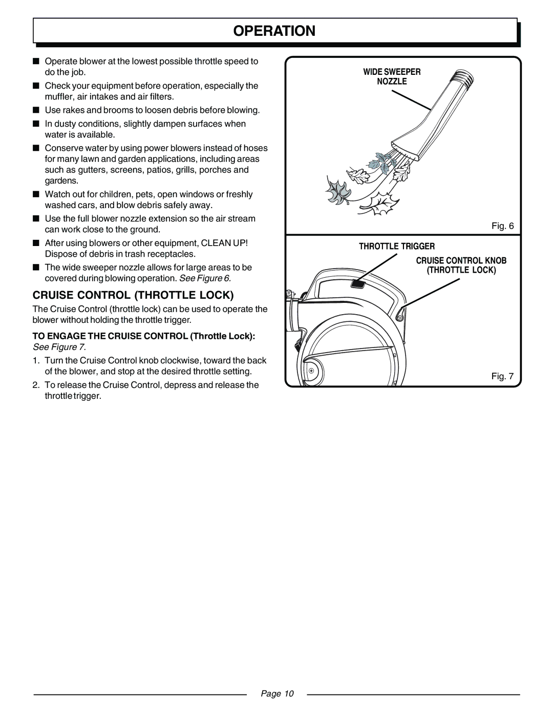 Homelite UT08120B, UT08931 manual To Engage the Cruise Control Throttle Lock 