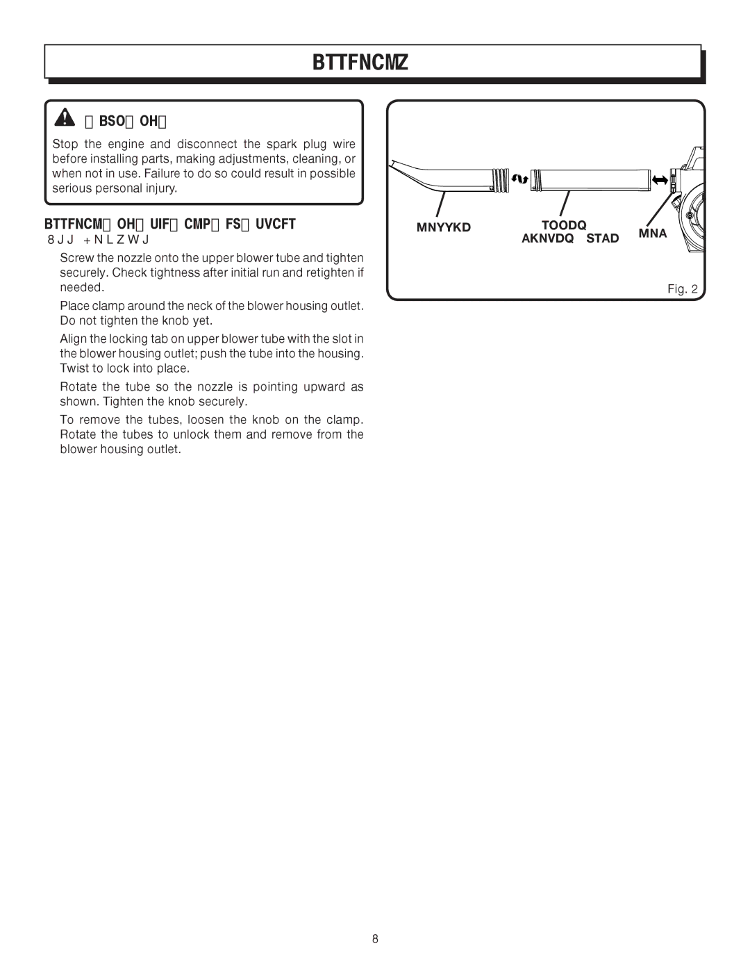 Homelite UT08512A manual Assembling the Blower Tubes 