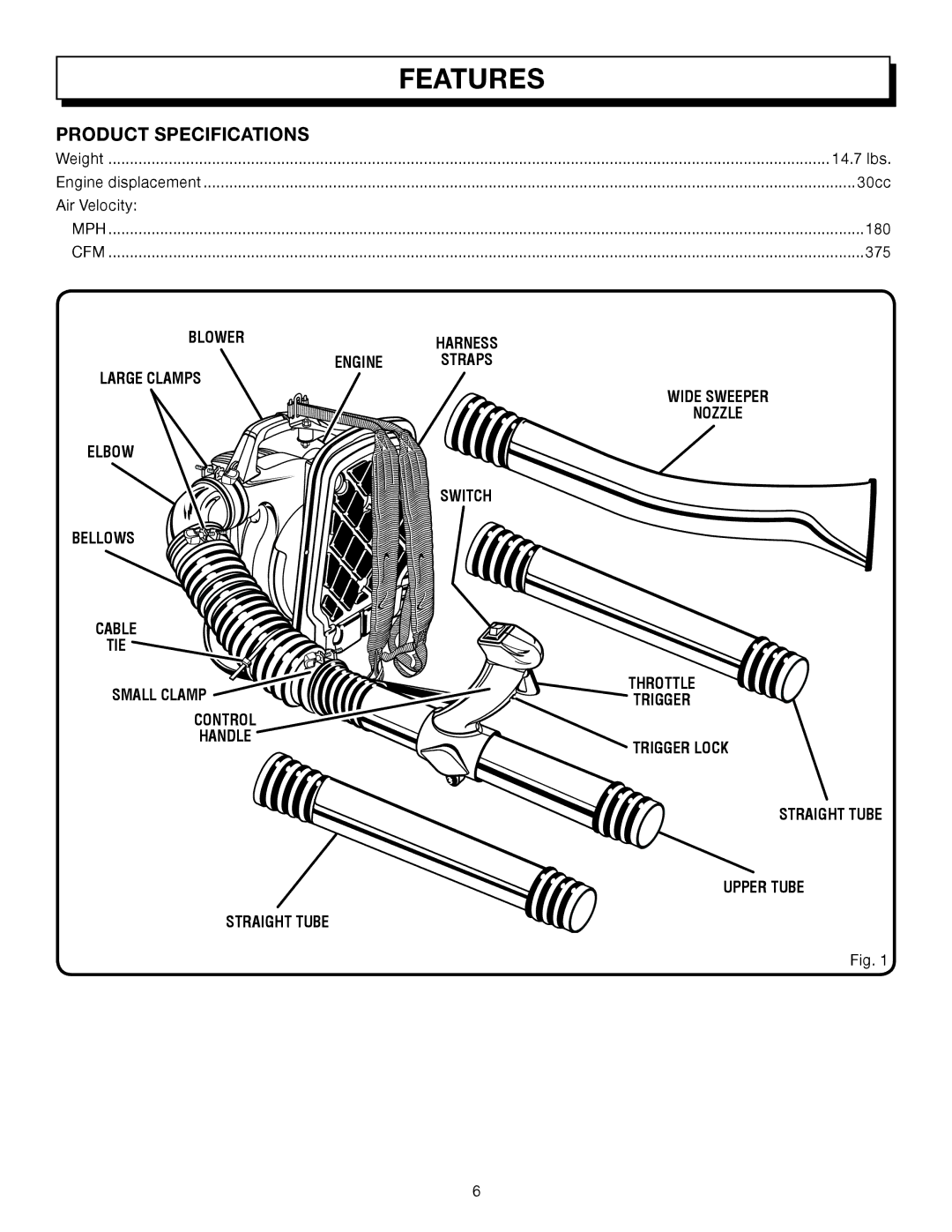 Homelite UT08572, UT08072 manual Features, Product Specifications 