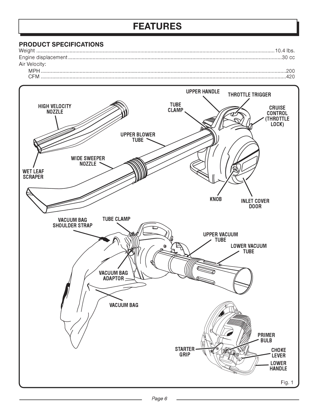 Homelite UT08934D manual Product Specifications 