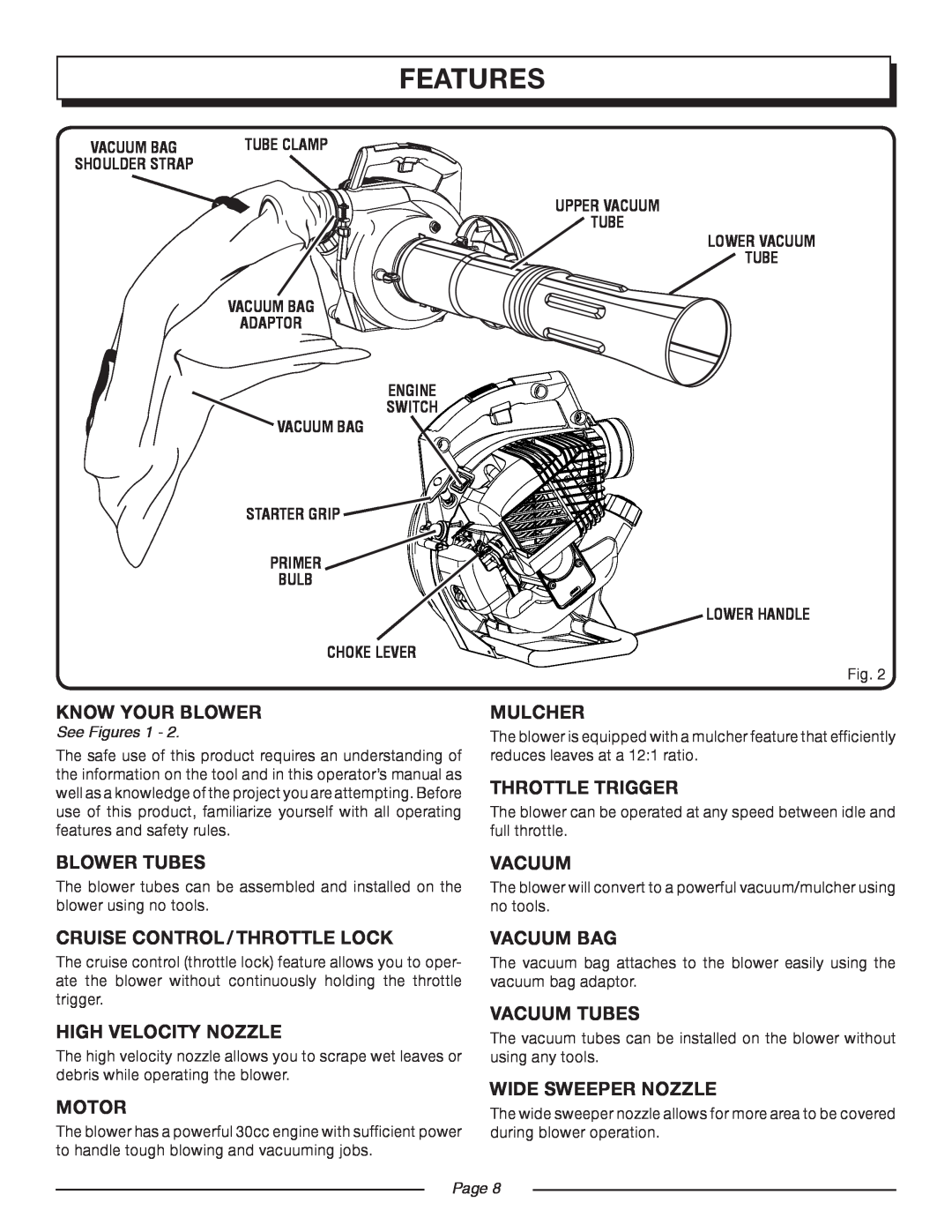 Homelite UT08947 manual Features, Know Your Blower 