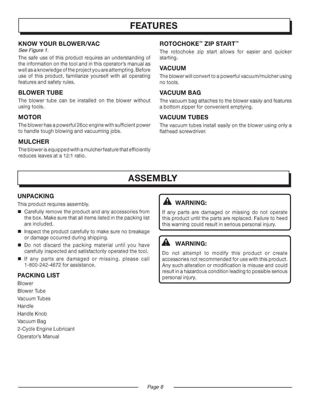 Homelite UT08951, UT08550 manual Assembly 