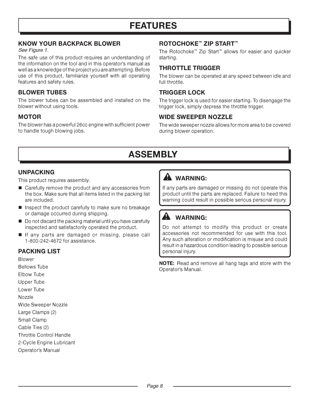 Homelite UT08981, UT08580 manual Assembly 