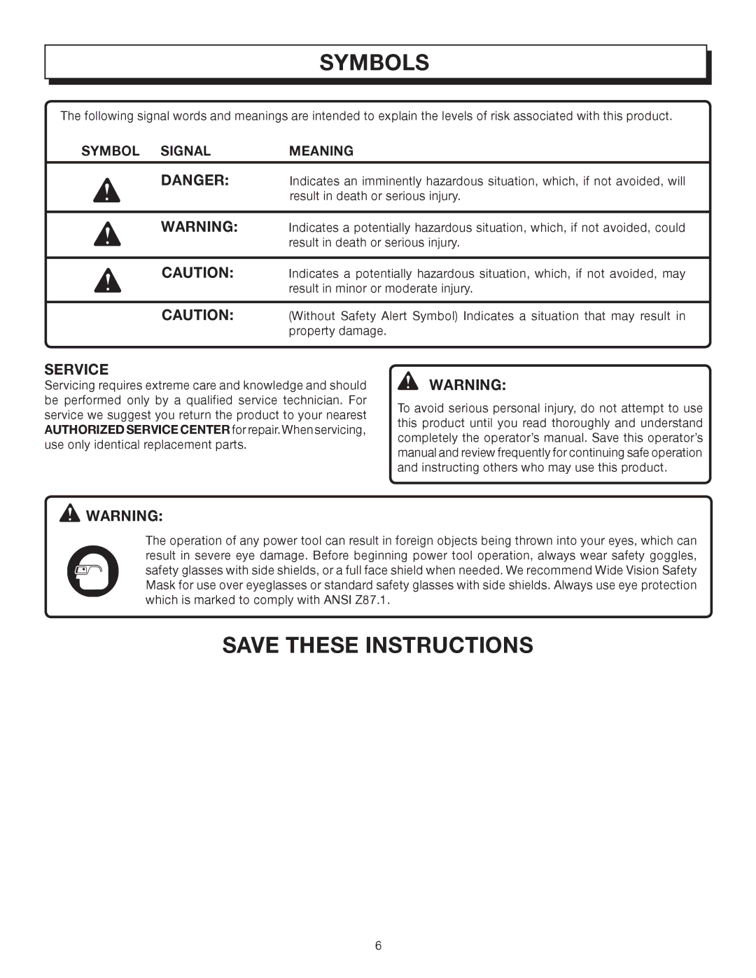 Homelite UT10032, UT10512, UT10012 manual Service 