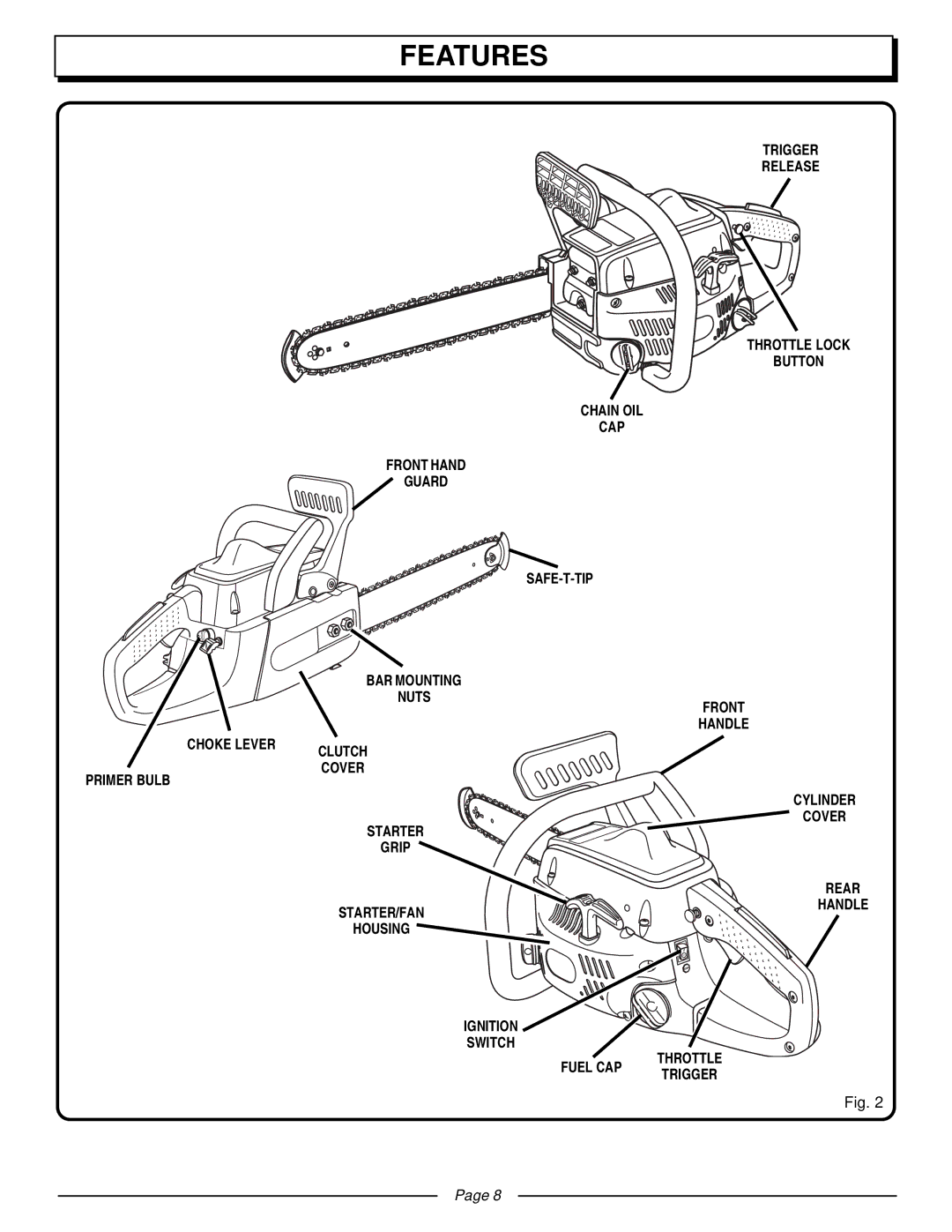 Homelite UT10510 manual Features 