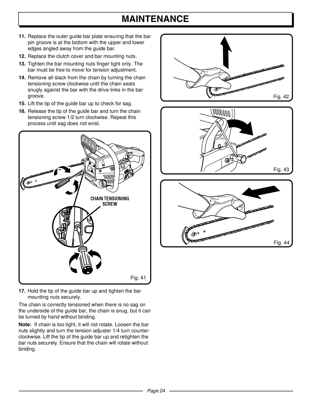 Homelite UT10510A manual Chain Tensioning Screw 