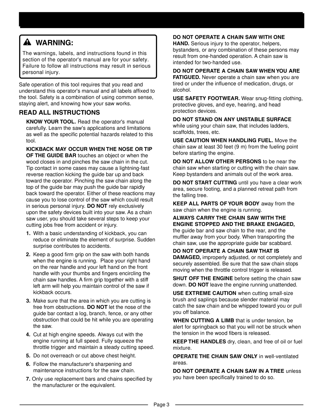 Homelite UT10510A manual General Safety Rules, Read ALL Instructions 