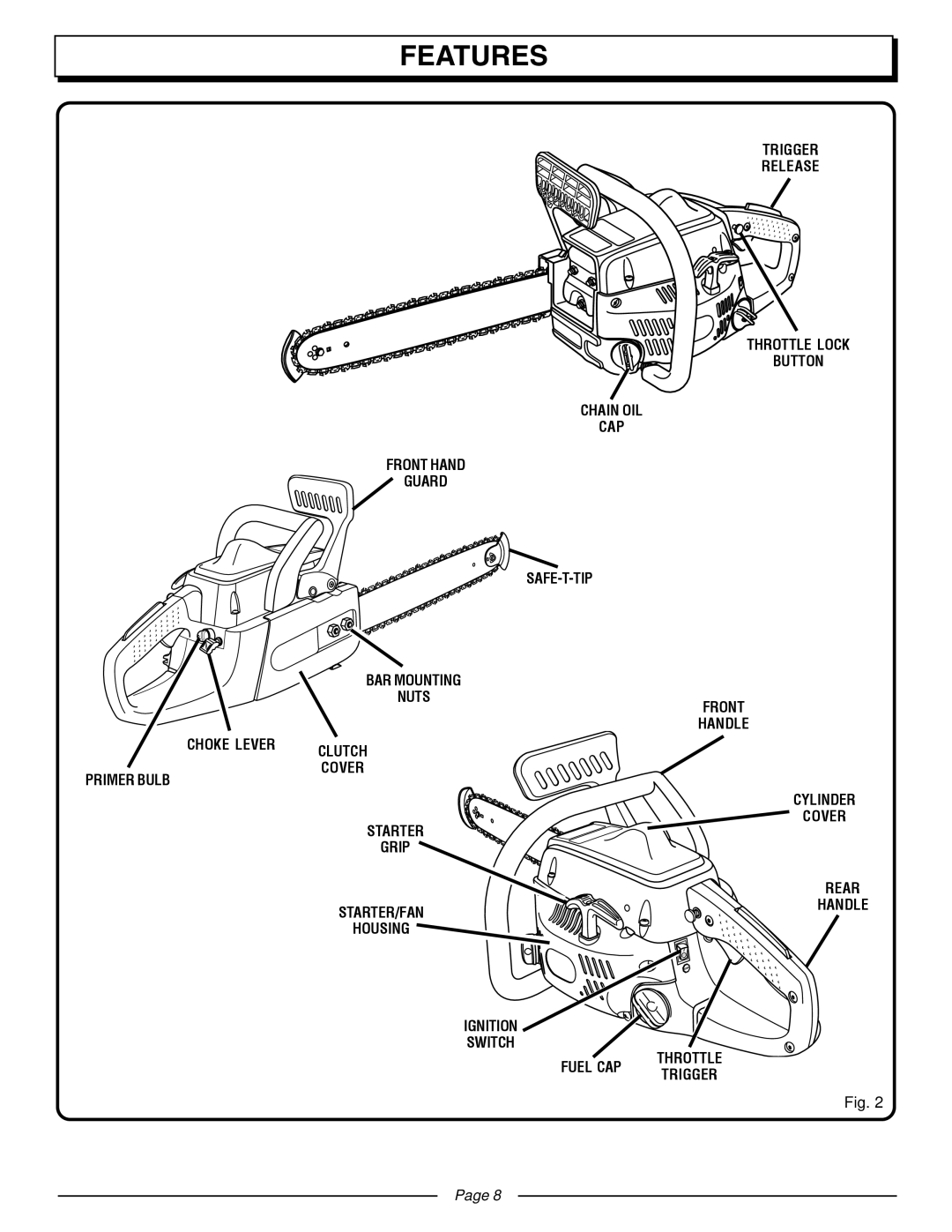 Homelite UT10510A manual Features 