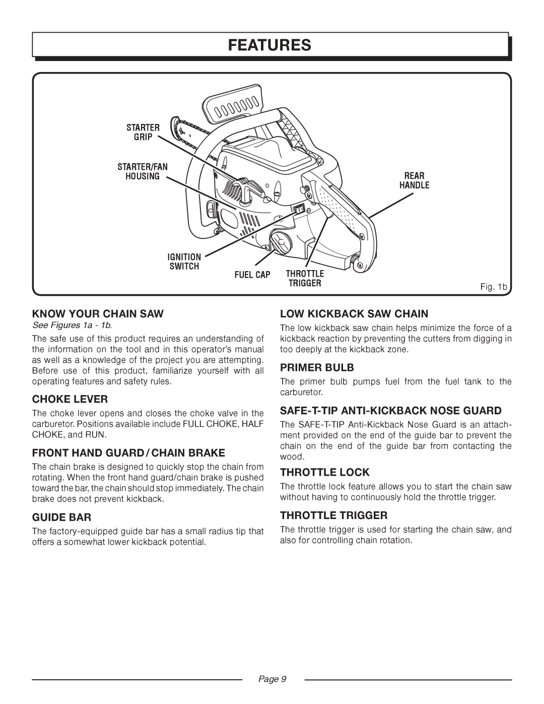 Homelite UT10514/14 IN. 33CC Know Your Chain SAW, Choke Lever, LOW Kickback SAW Chain, SAFE-T-TIP ANTI-KICKBACK Nose Guard 