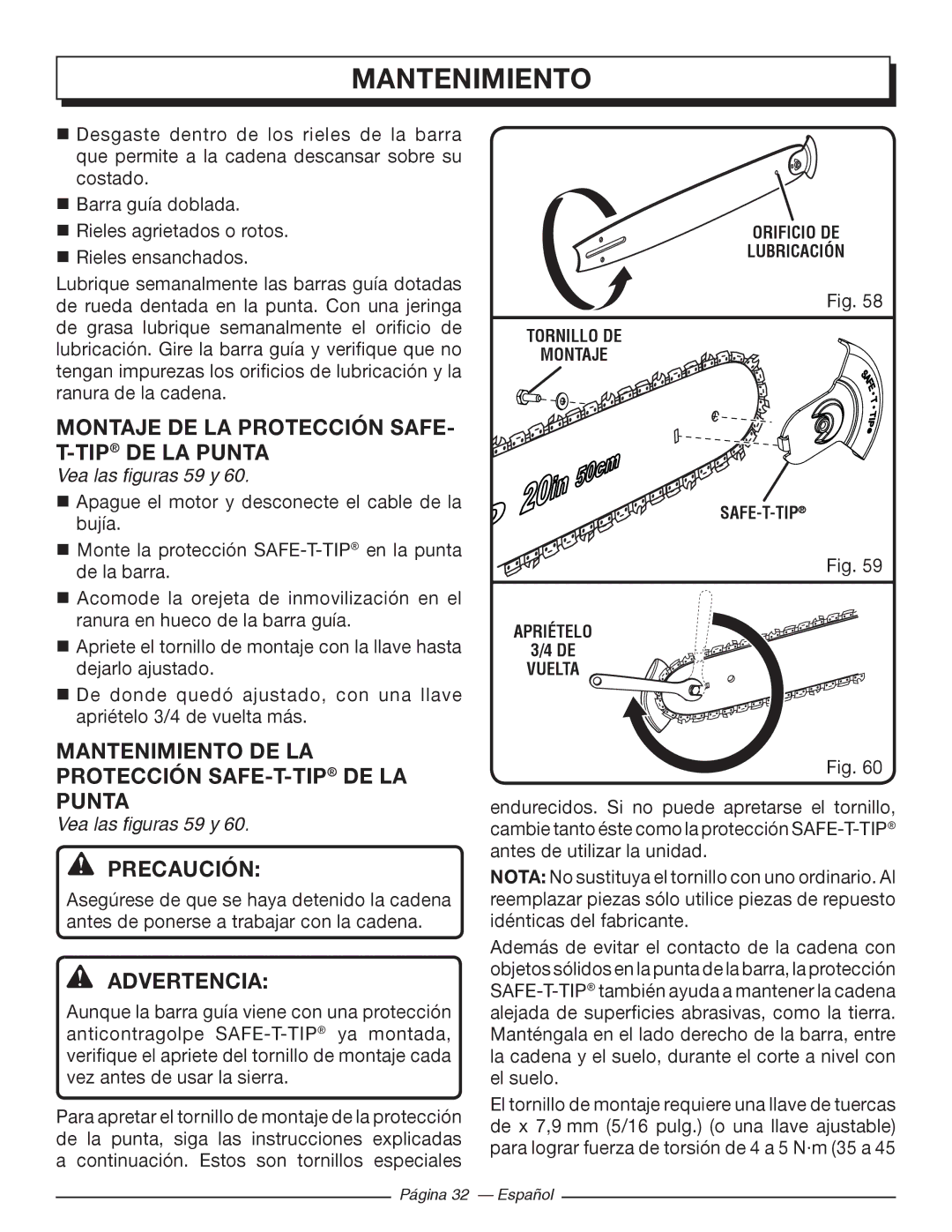 Homelite UT10522 Montaje DE LA Protección SAFE- T-TIPDE LA Punta, Mantenimiento DE LA Protección SAFE-T-TIPDE LA Punta 