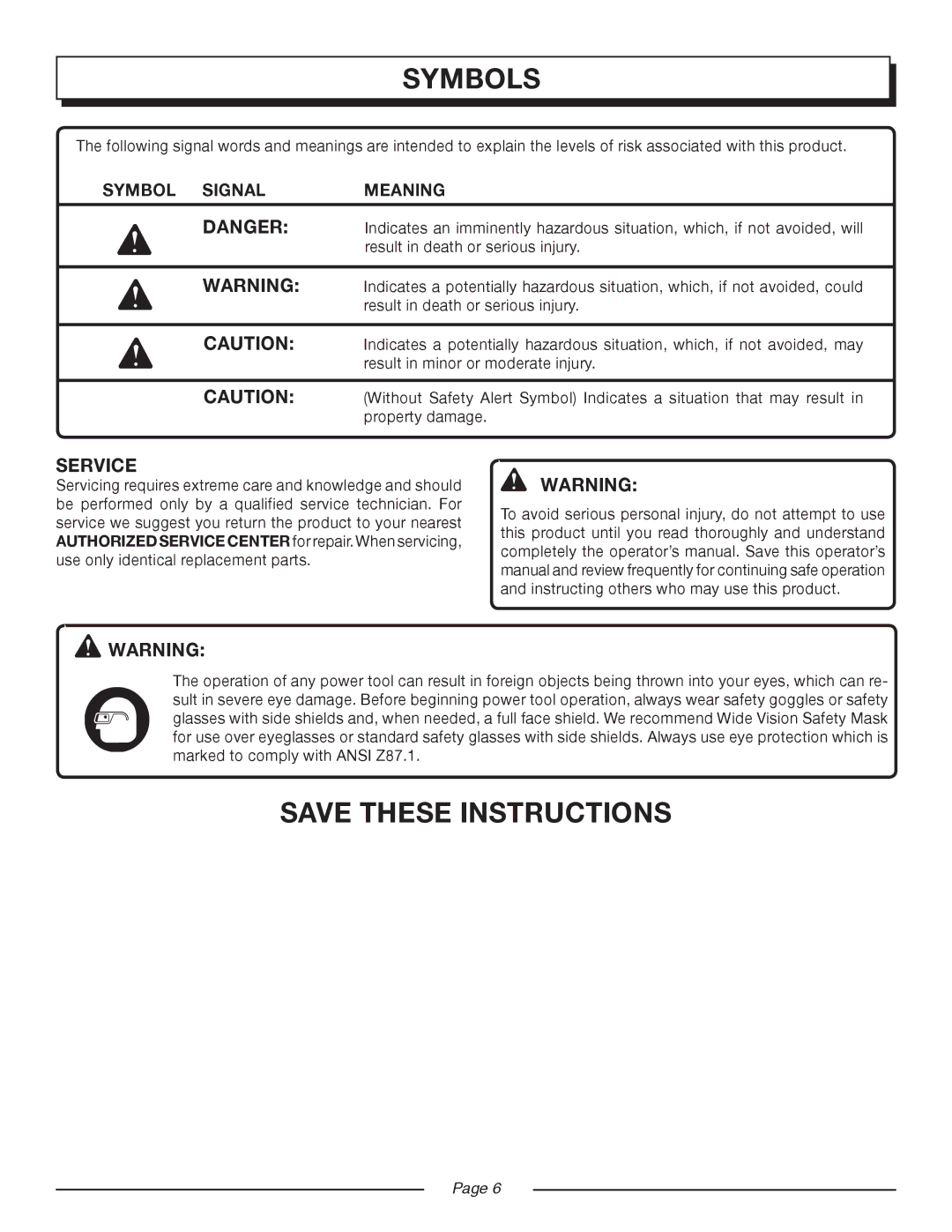 Homelite UT10552 manual Service 