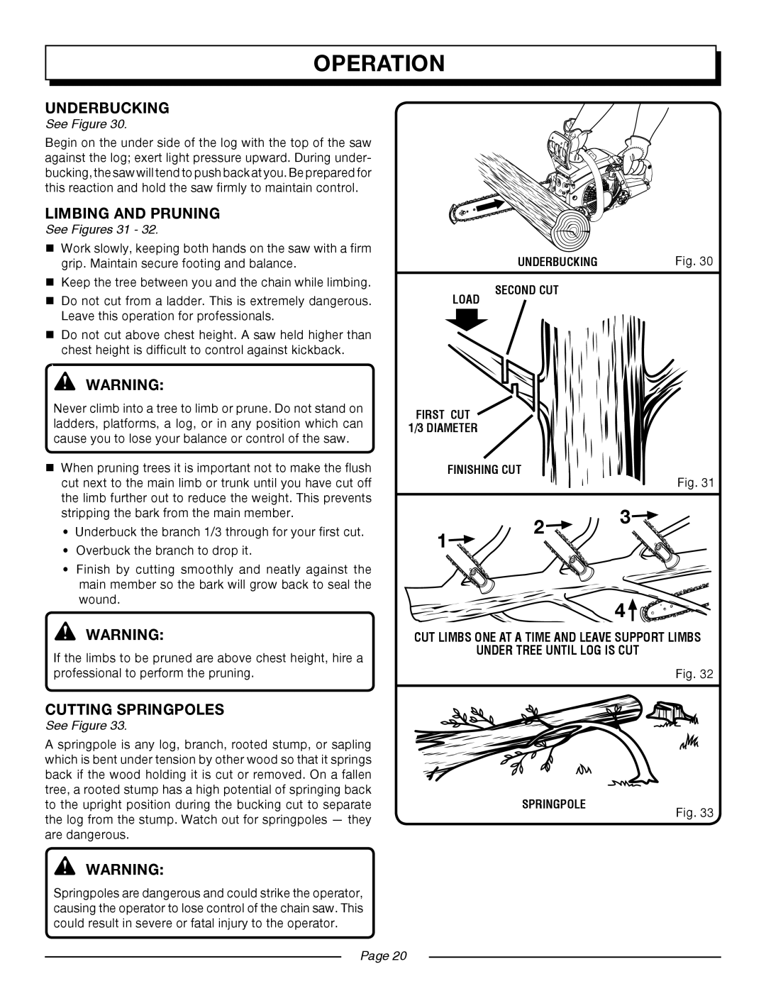 Homelite UT10552 manual operation, See Figures 31, Page 
