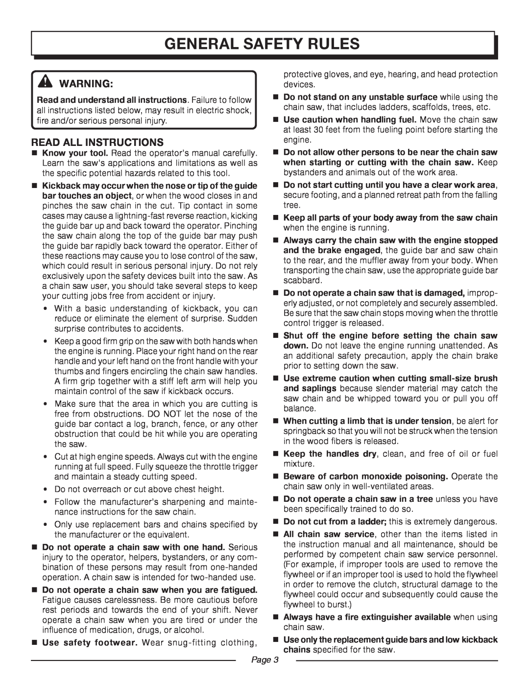 Homelite UT10552 manual general safety rules, Read All Instructions, Page  