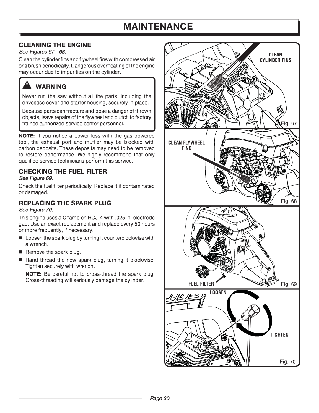 Homelite UT10552 manual maintenance, See Figures 67, Page 