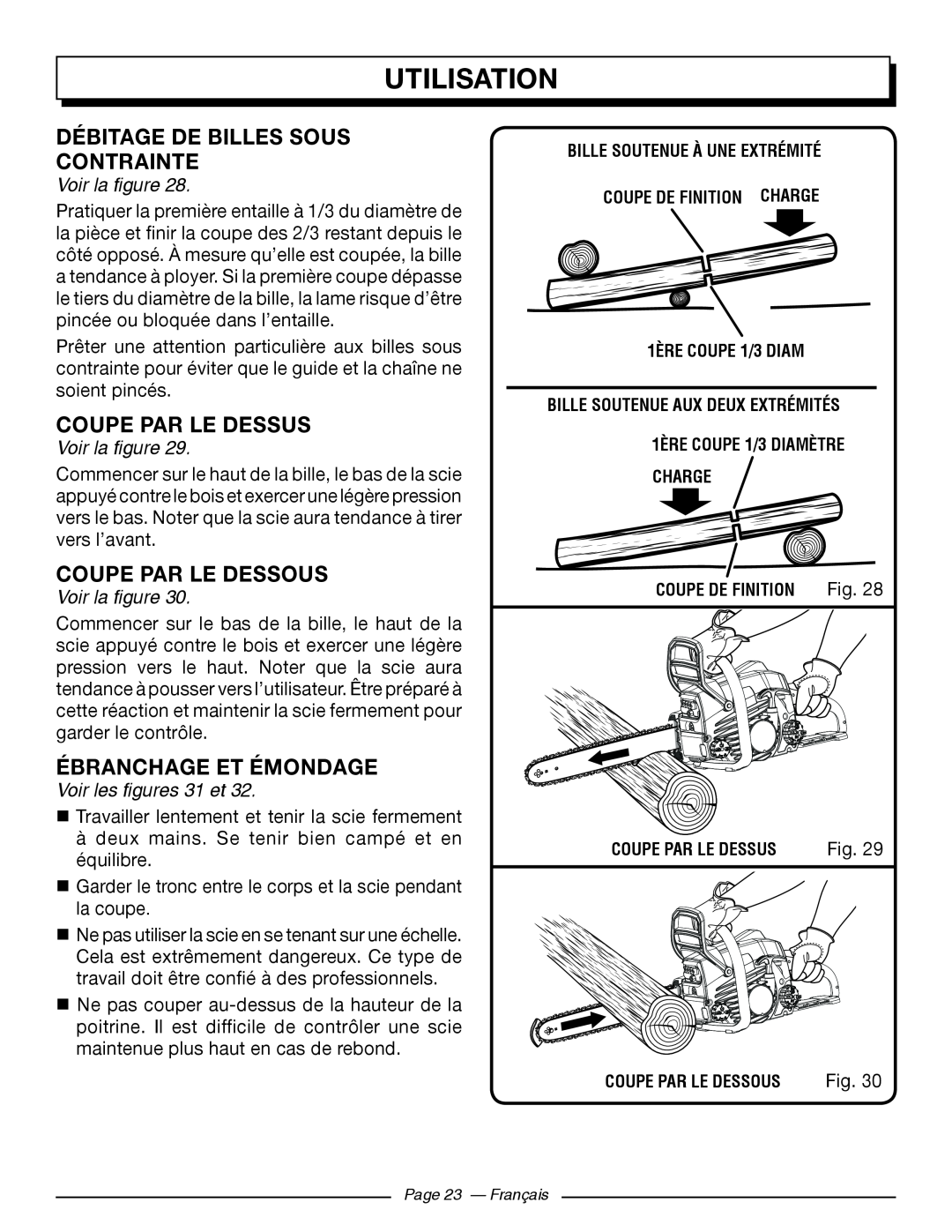 Homelite UT10564 Débitage De Billes Sous Contrainte, Coupe Par Le Dessus, Coupe Par Le Dessous, Ébranchage Et Émondage 