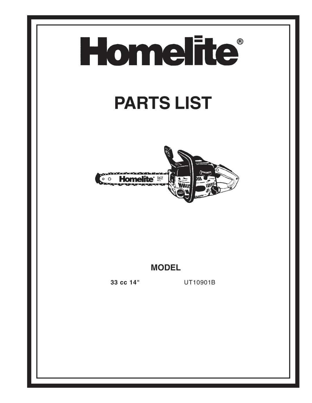 Homelite UT10901B manual Parts List 