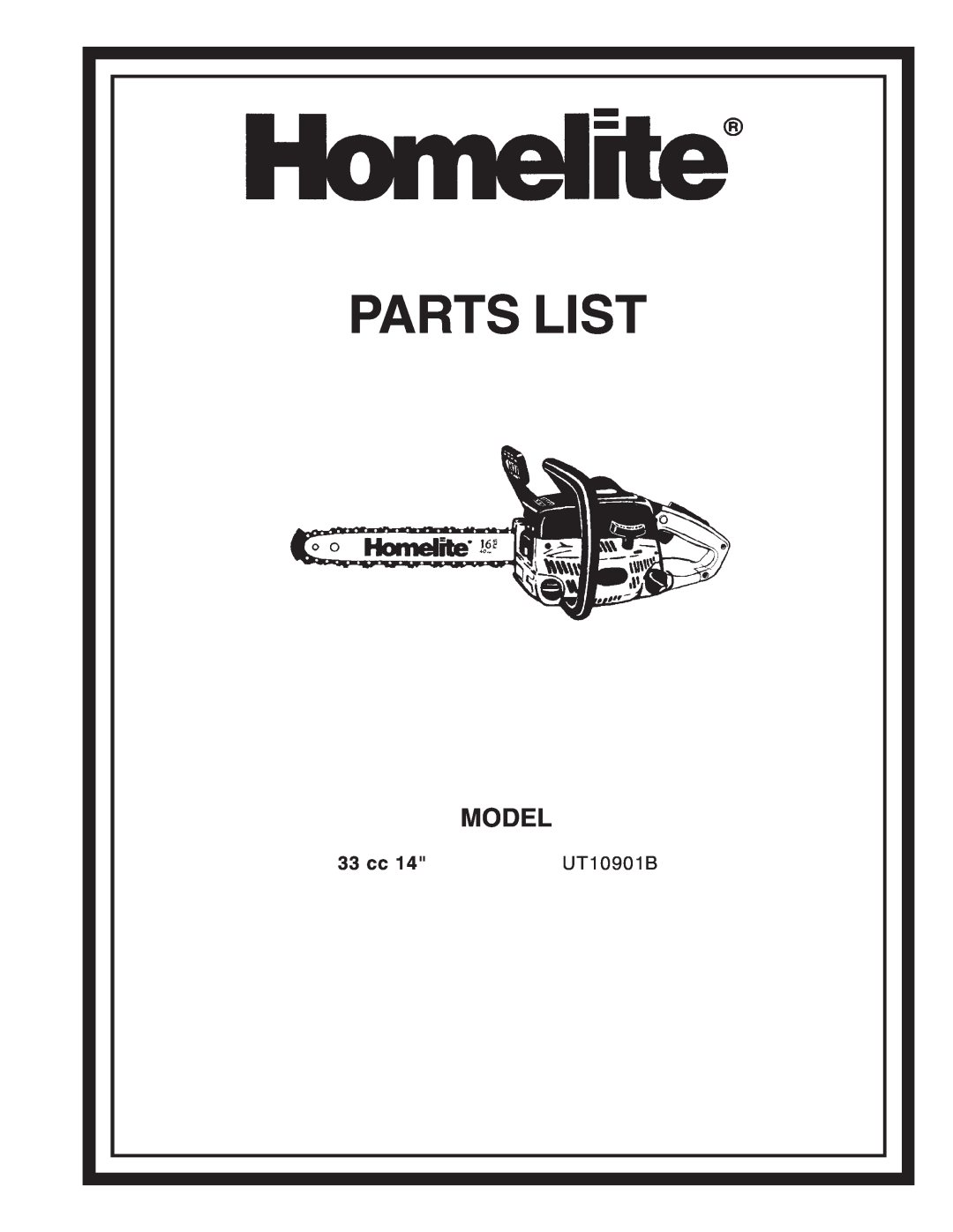 Homelite UT10901B manual Parts List, Model, 33 cc 