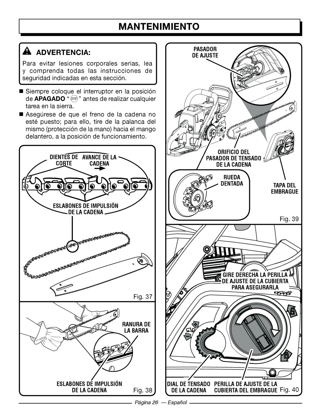 Homelite UT10560, UT10918, UT10585, UT10582, UT10562, UT10542 manuel dutilisation Rueda Dentadatapa DEL Embrague 