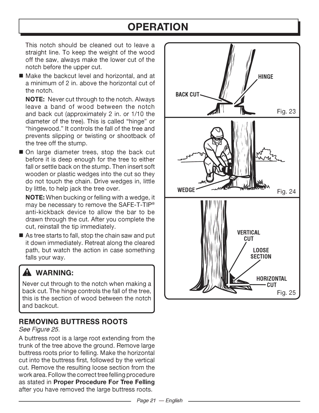 Homelite UT10562, UT10918, UT10585, UT10582, UT10560, UT10542 manuel dutilisation Removing Buttress Roots 