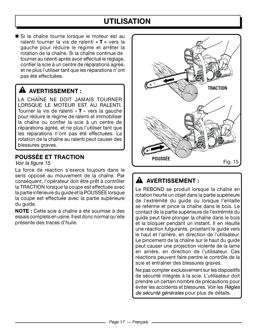 Homelite UT10562, UT10918, UT10585, UT10582, UT10560, UT10542 manuel dutilisation Poussée ET Traction 