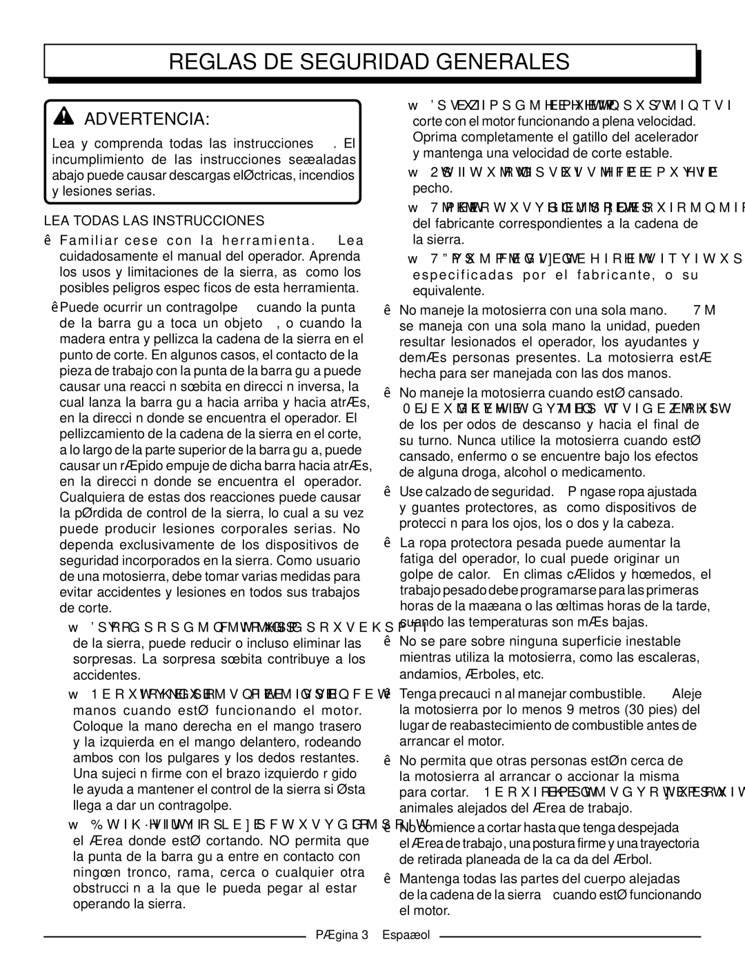 Homelite UT10542, UT10918, UT10585, UT10582, UT10562, UT10560 manuel dutilisation Reglas de seguridad generales, Advertencia 