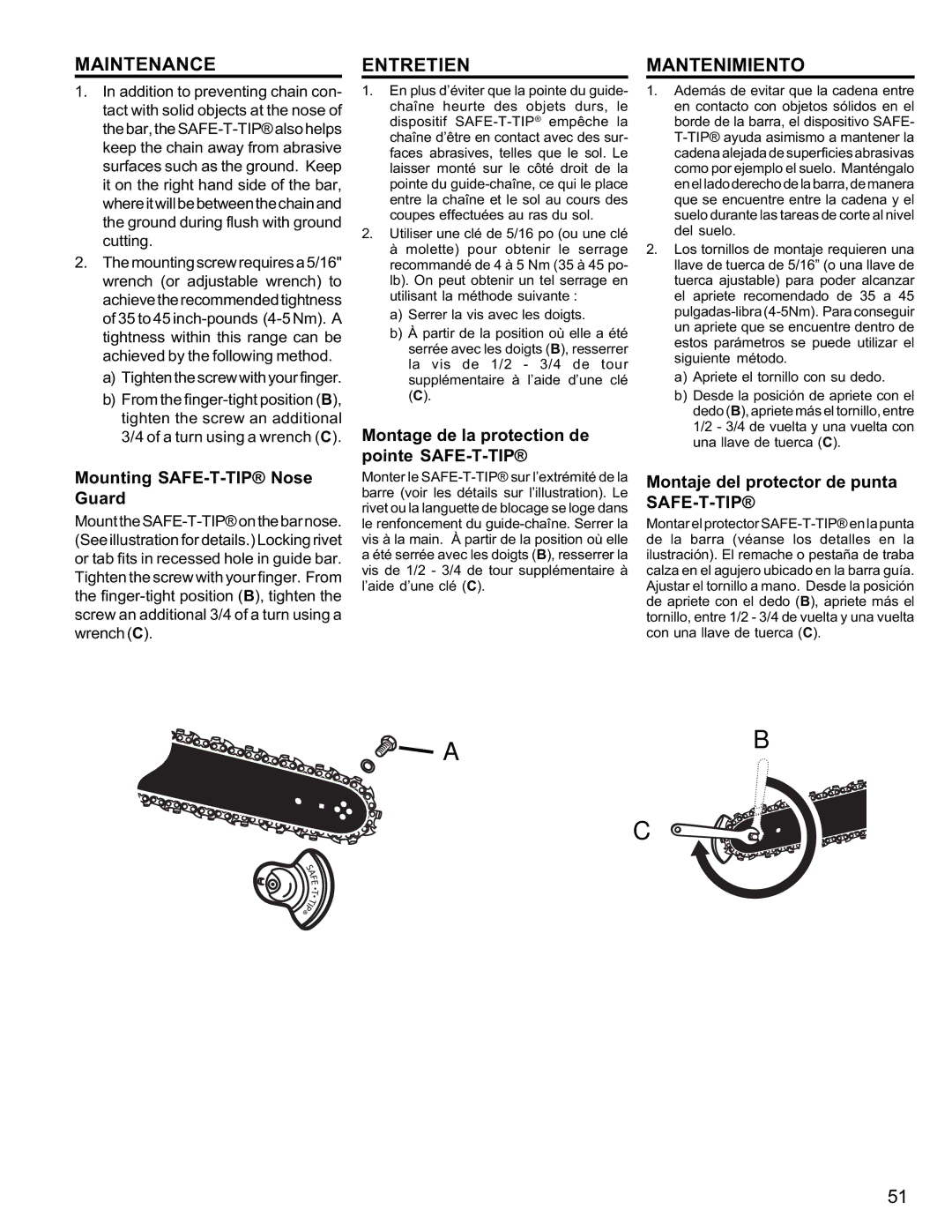 Homelite UT10946 manual Mounting SAFE-T-TIP Nose Guard, Montage de la protection de pointe SAFE-T-TIP 