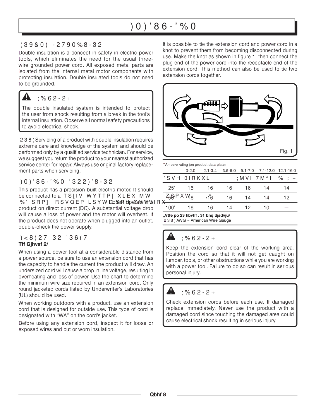 Homelite UT13120, UT13118 manual Double Insulation, Electrical Connection, Extension Cords, Cord Length Wire Size A.W.G 