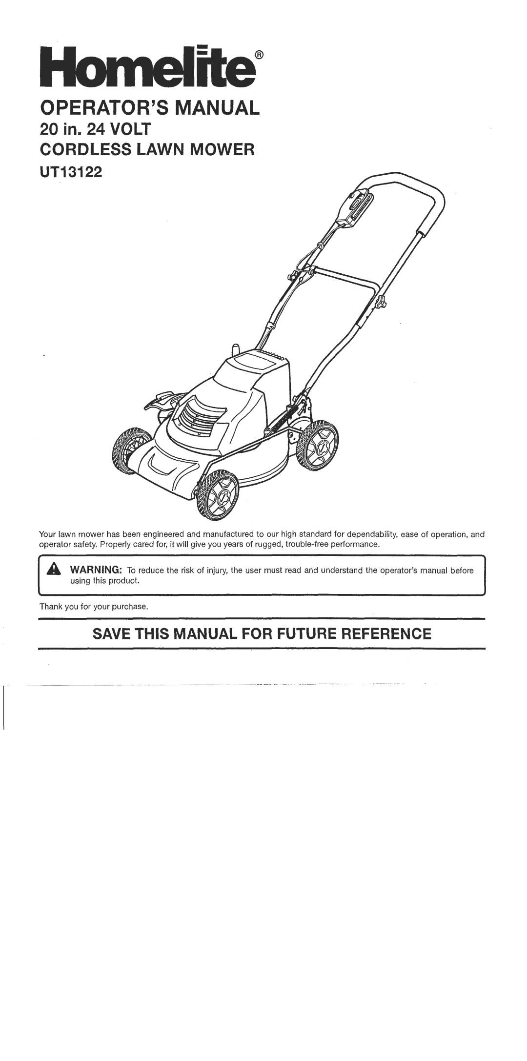 Homelite UT13122 manual 