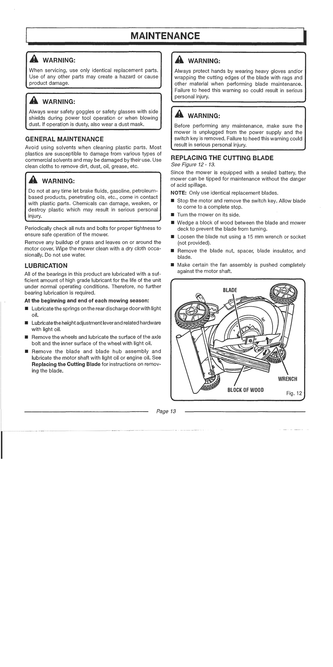 Homelite UT13122 manual 