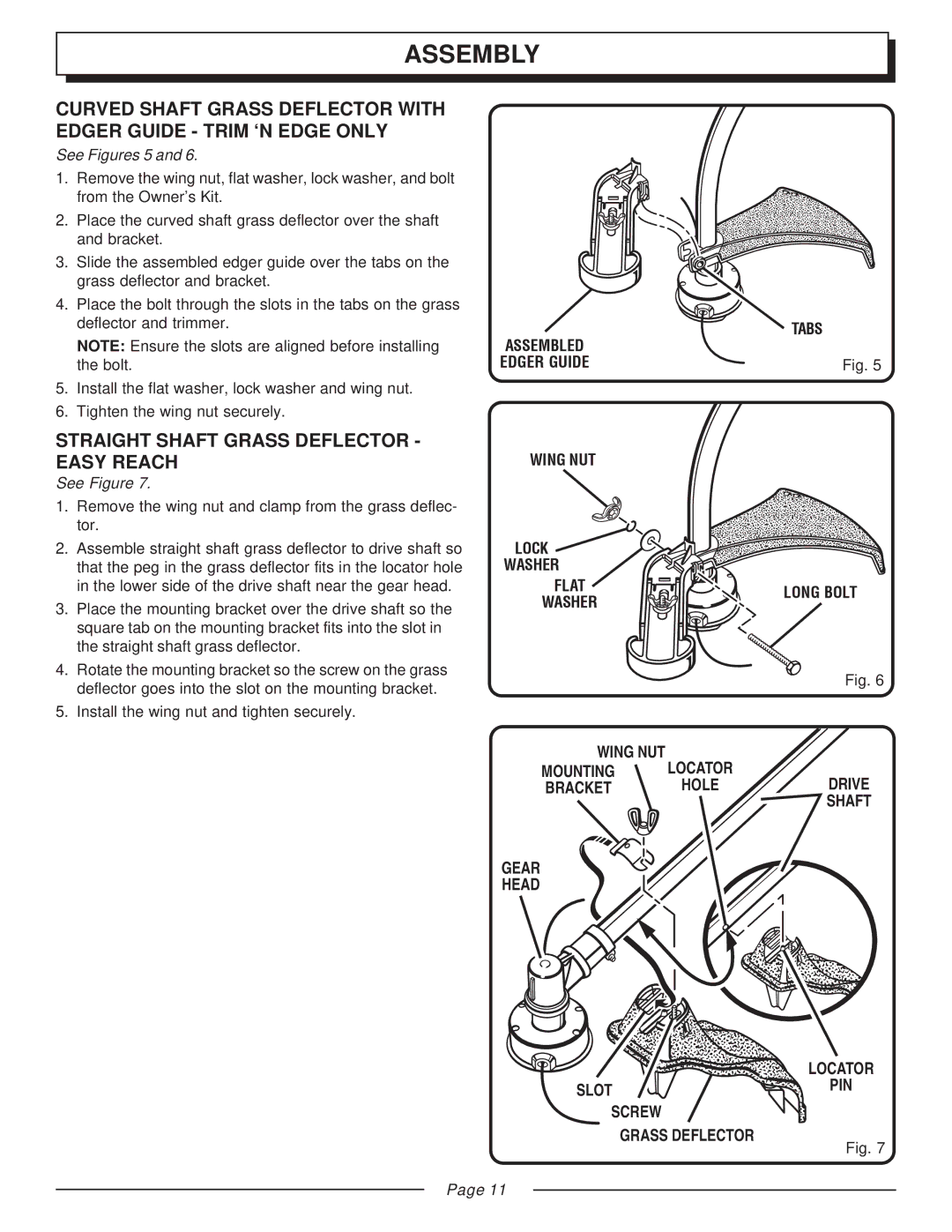 Homelite UT20003A, UT20043A, UT20042A, UT20022A, UT20002 manual Straight Shaft Grass Deflector Easy Reach, See Figures 5 