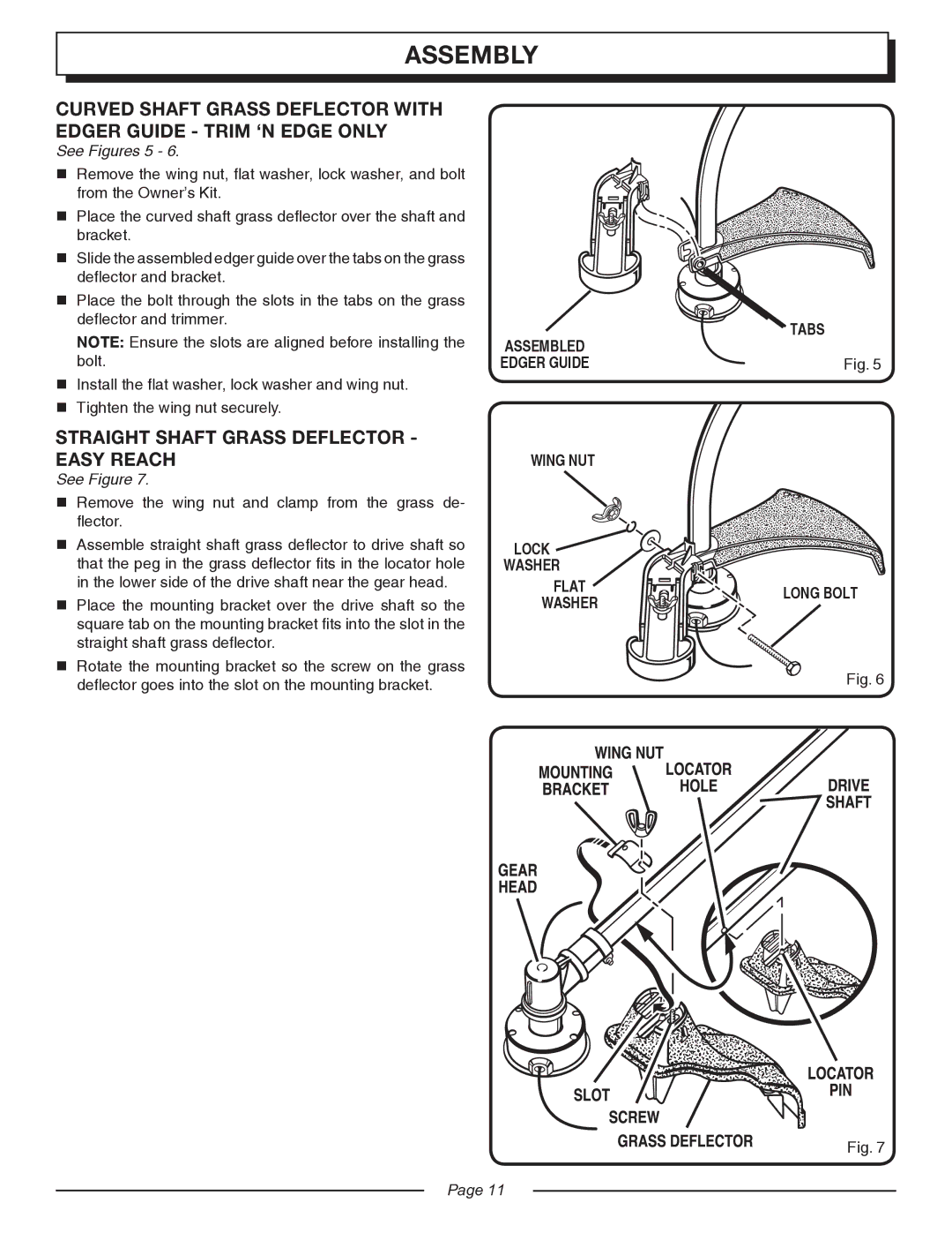 Homelite UT20005, UT20044, UT20045, UT20024, UT20025, UT20004 manual Straight Shaft Grass Deflector Easy Reach, See Figures 5 