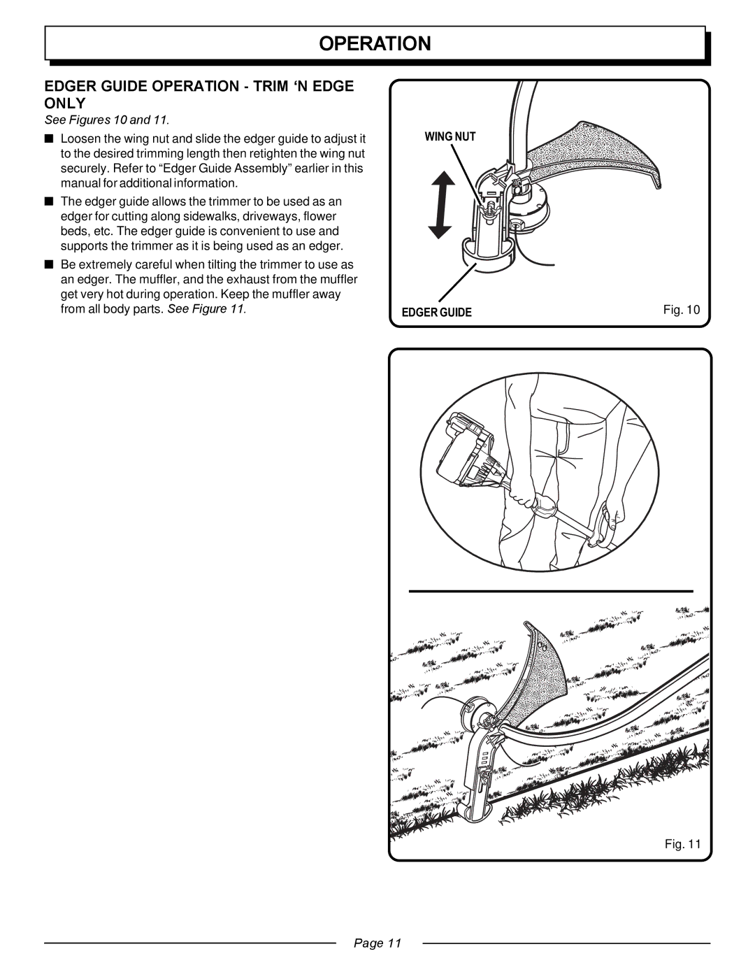 Homelite UT20763 manual Edger Guide Operation Trim ‘N Edge only, See Figures 10 