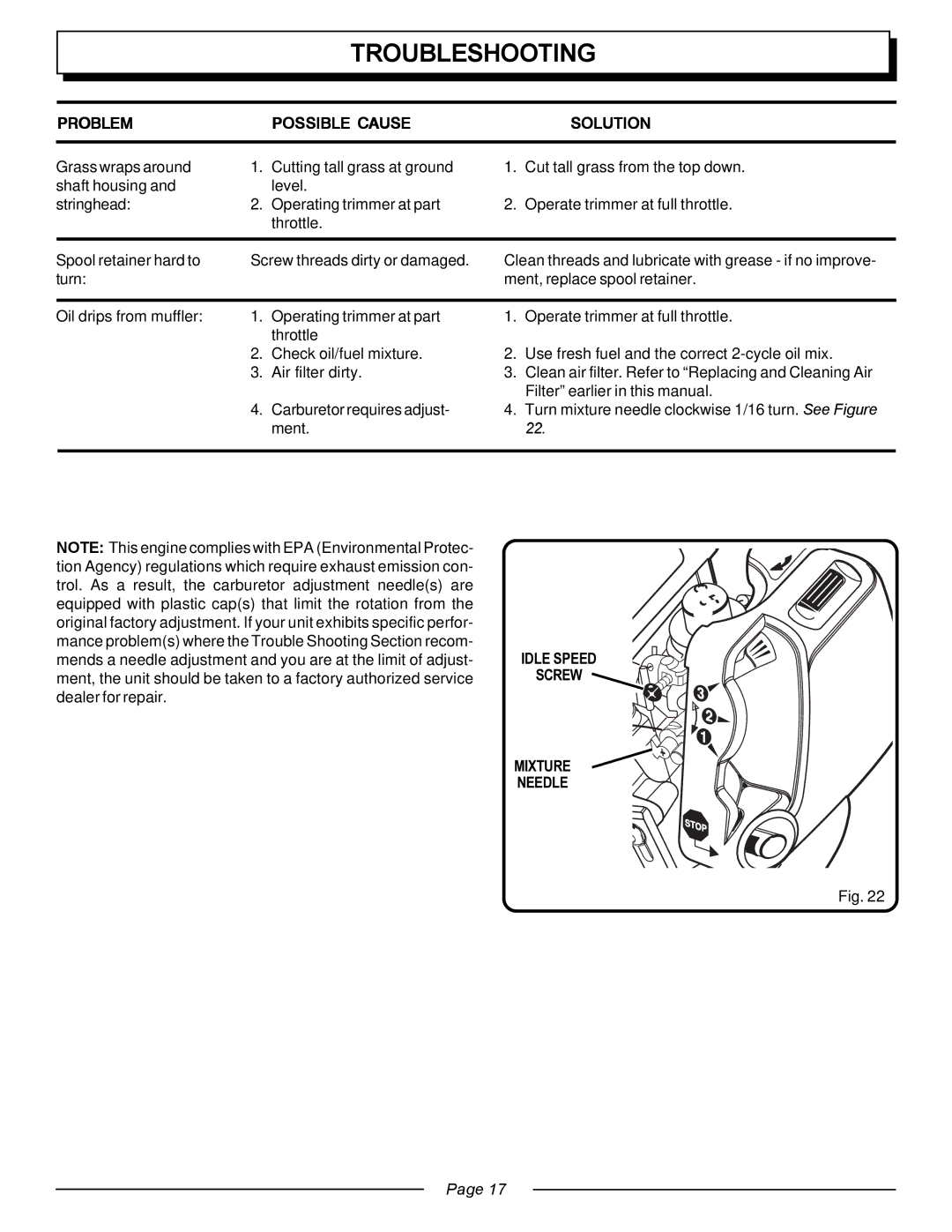 Homelite UT20763 manual Mixture Needle 