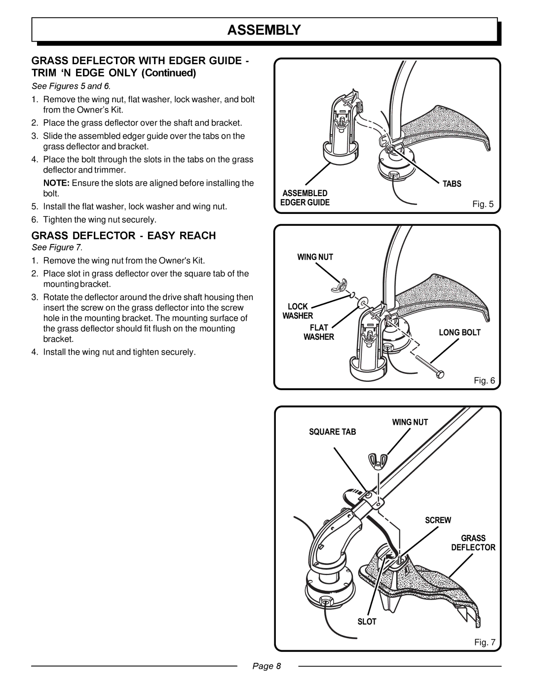 Homelite UT20763 manual Grass Deflector Easy Reach, See Figures 5 