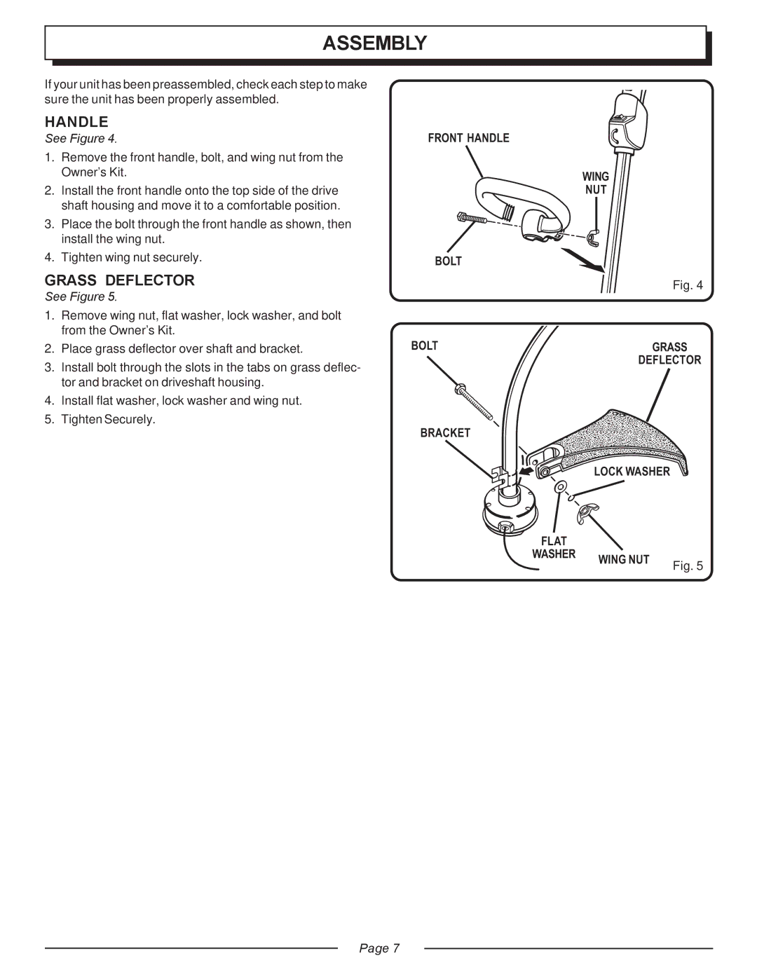 Homelite UT20818 manual Handle, Grass Deflector 